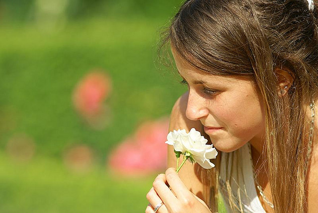 Smelling a rose, feeling loved, feeling alive..